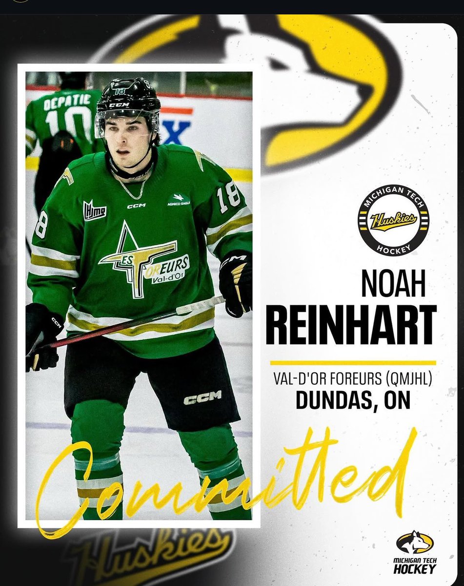 MTU with a commitment from the QMJHL‼️ Noah Reinhart plays for Val-d’Or Foreurs 🏒 The RHF has 24 Pts in 21 games 😈