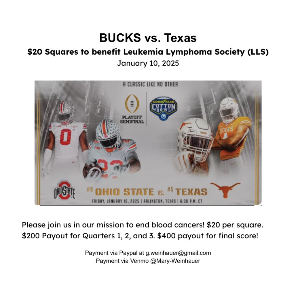 Going like hotcakes! Who’s in? Proceeds go to the Leukemia Lymphoma Society.