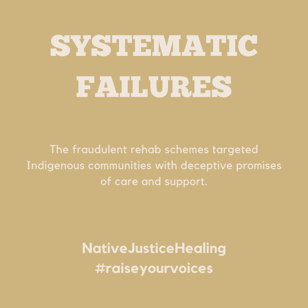 NativeJusticeAZ's tweet image. The fraudulent rehab schemes targeted Indigenous communities with deceptive promises of care and support, exploiting their trust and siphoning billions in AHCCCS funds.

nativejusticehealing.com

#RaiseYourVoices #JusticeForNatives #SystemicFailures #NativeJusticeHealing