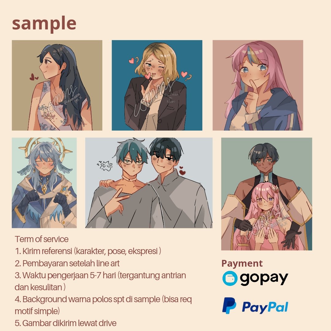 lathifanrai's tweet image. [OPEN COMMS]
RTs and Likes are very appreciated 💕

Haloo teman2.. aku mulai open komis nihh dengan jenis SIMPLE COLOUR SKETCH  😋, untuk kehidupunk yg lebih baik aku harus mulai menabung 🥳 Kalo tertarik langsung DM aja yah.. kutunggu DM kaliann 🥰🤲

#Commission #artidn