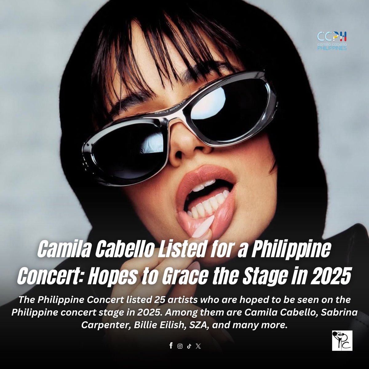 The <a href="/philconcerts/">Philippine Concerts</a> has listed 25 artists fans hope to see in 2025, including Camila Cabello, Sabrina Carpenter, Billie Eilish, SZA, and more! 🎤✨

— The Philippine Concert is the official guide to upcoming local and foreign music events in the Philippines.