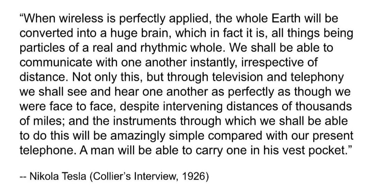 TrungTPhan's tweet photo. Nikola Tesla just nails a prediction on the mobile age in this interveiw from nearly 100 years ago https://t.co/oCpRCHm1fF