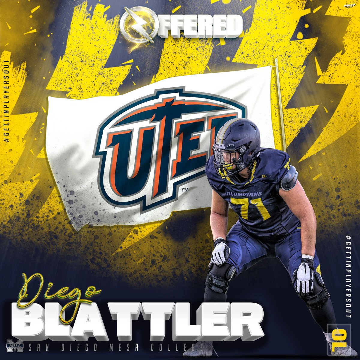 OLYMPIANS (@sdmesafootball) on Twitter photo Congratulations to Olympian OL - <a href="/Diegoblattler/">DiegoBlattler</a> on his OFFICIAL D1 offer from <a href="/UTEPFB/">UTEP Football</a> !
<a href="/BallCoachGW/">Gary Watkins Jr</a> <a href="/PrezHands/">Ashanti Hands, Ed.D.</a> <a href="/eastlaketitanFB/">Eastlake Titans Football</a> <a href="/CoachChevSD/">Coach Chevalier</a> <a href="/EC_Preps_SD/">EC Preps</a> <a href="/sdfootball/">SDFN Ray</a>
📸 <a href="/Nicole2Noel/">Nicole Noel Photography LLC</a> 😊 <a href="/SwagLabGD/">Dan Ruiz - Swag Lab - Graphic Design</a> Congratulations to Olympian OL - <a href="/Diegoblattler/">DiegoBlattler</a> on his OFFICIAL D1 offer from <a href="/UTEPFB/">UTEP Football</a> !
<a href="/BallCoachGW/">Gary Watkins Jr</a> <a href="/PrezHands/">Ashanti Hands, Ed.D.</a> <a href="/eastlaketitanFB/">Eastlake Titans Football</a> <a href="/CoachChevSD/">Coach Chevalier</a> <a href="/EC_Preps_SD/">EC Preps</a> <a href="/sdfootball/">SDFN Ray</a>
📸 <a href="/Nicole2Noel/">Nicole Noel Photography LLC</a> 😊 <a href="/SwagLabGD/">Dan Ruiz - Swag Lab - Graphic Design</a>