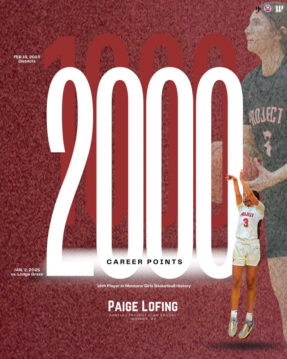 LWJ College Fit Consulting (@lwj_productions) on Twitter photo ALL-TIME ELITE- 2000 points for Paige Lofing (Huntley Project, 2025 Zag WBB commit) <a href="/plofing3/">Paige Lofing</a>
Jan 2, 2025- 2,000 career points—an extraordinary milestone that places Paige among Montana’s all-time high-school girl basketball greats. Only the 18th girl in state history to ALL-TIME ELITE- 2000 points for Paige Lofing (Huntley Project, 2025 Zag WBB commit) <a href="/plofing3/">Paige Lofing</a>
Jan 2, 2025- 2,000 career points—an extraordinary milestone that places Paige among Montana’s all-time high-school girl basketball greats. Only the 18th girl in state history to