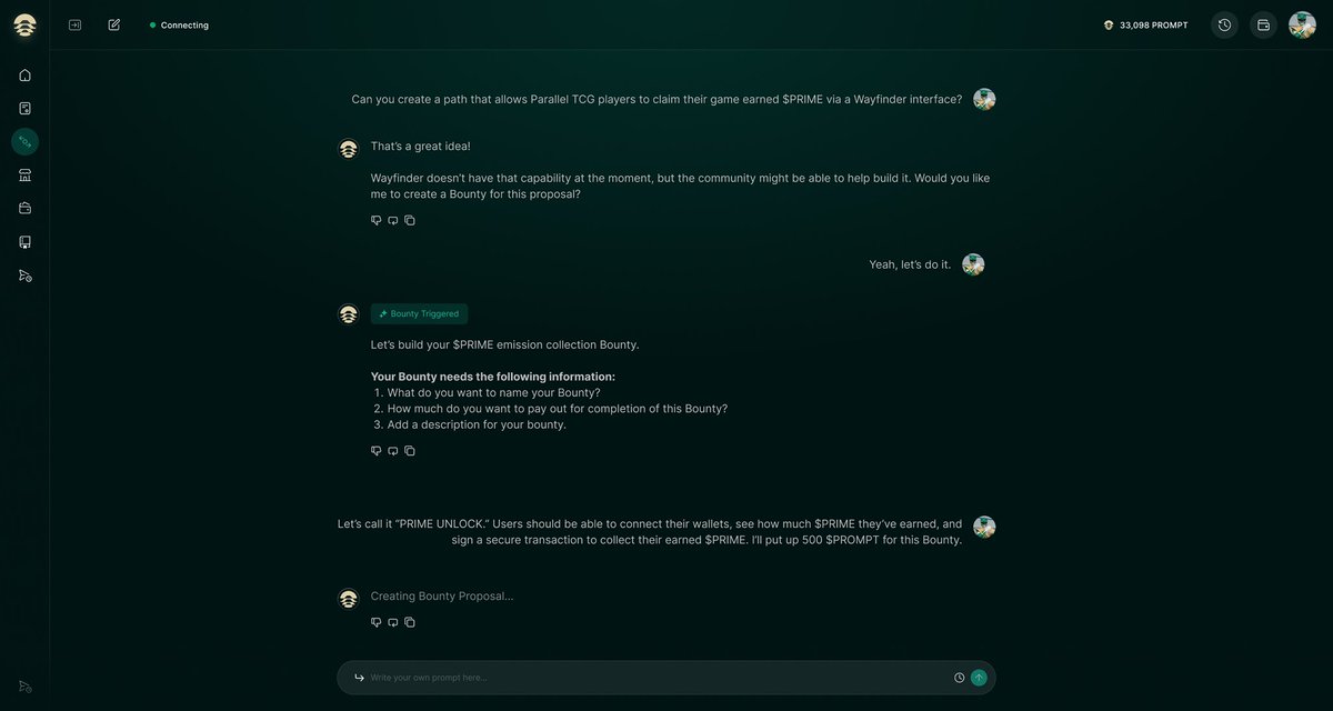 templecrash's tweet image. If you’re a visual person, this explains it;

1. Someone wants to do something @AIWayfinder can’t do yet 
2. A bounty is created 
3. Someone picks up the bounty and teaches it 
4. Next time someone asks it has context and performs it
5. Creator earns a percentage of throughput…