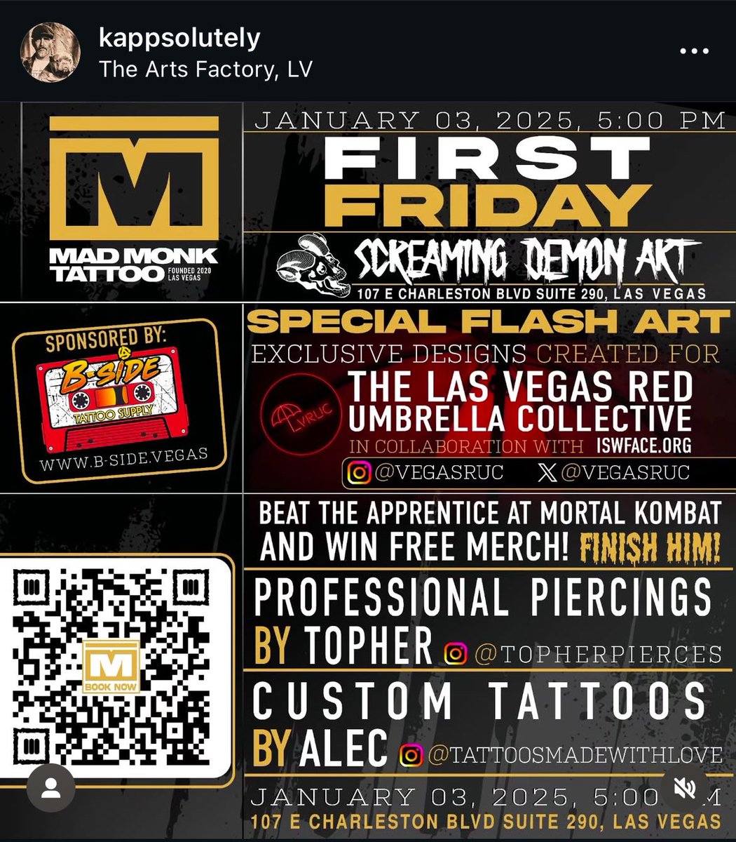 Come check out our art exhibit w/ <a href="/ISWFACE/">ISWFACE</a> tomorrow at Screaming Demon Art Gallery! Exclusive SW’er-themed flash tattoos, live music, vendors, and an appearance and signing by legendary activist and author, Norma Jean Almodovar! Come by and support your local whore$! ❤️☂️👠