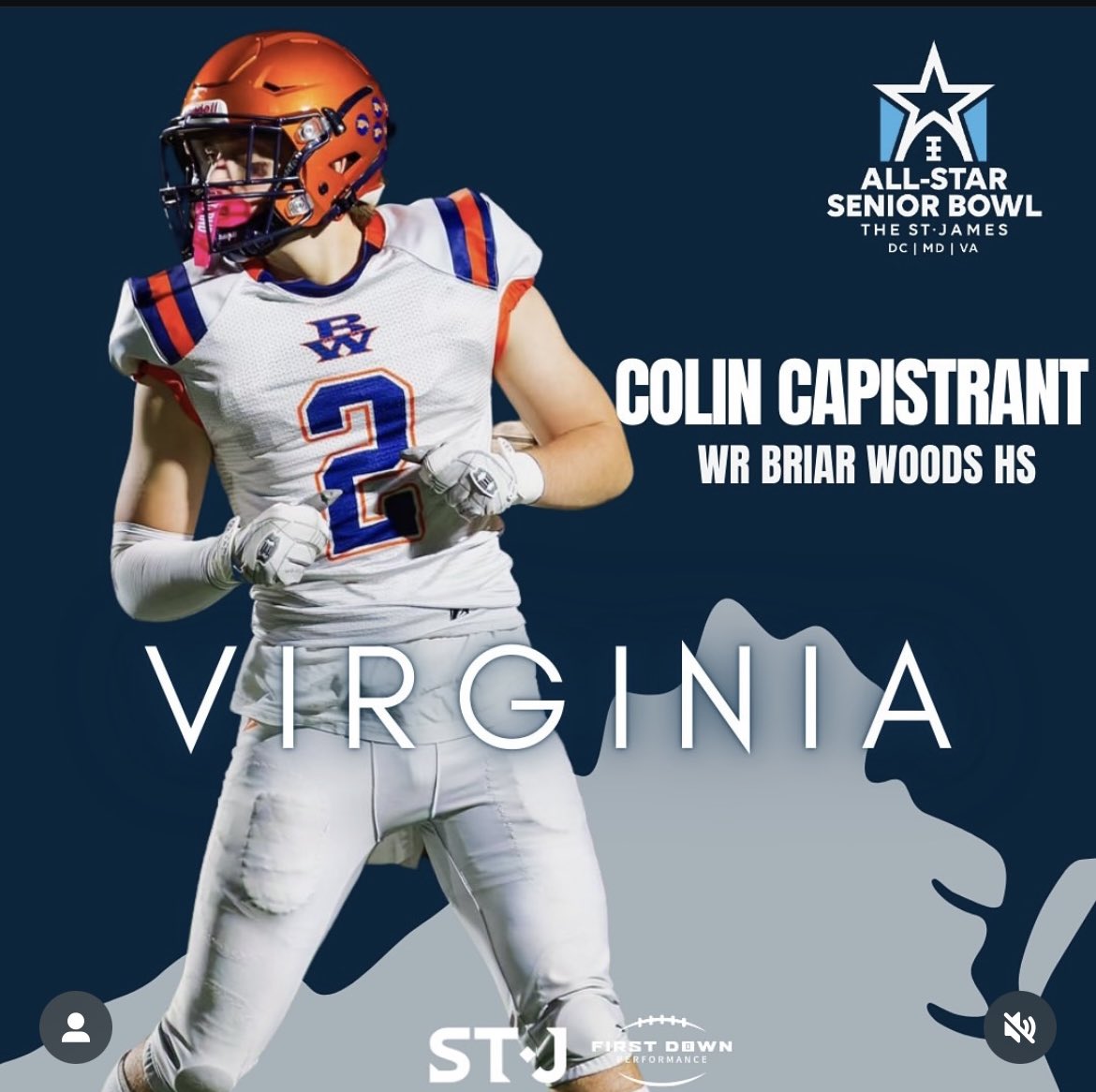 CapistrantColin's tweet image. Grateful to represent VA competing in @TheStJames All-Star Senior Bowl on Fri., Jan 3! Thank you coaches! @CoachOvertonJ #StJSeniorBowl
@BWHSFootball @andrejones1185