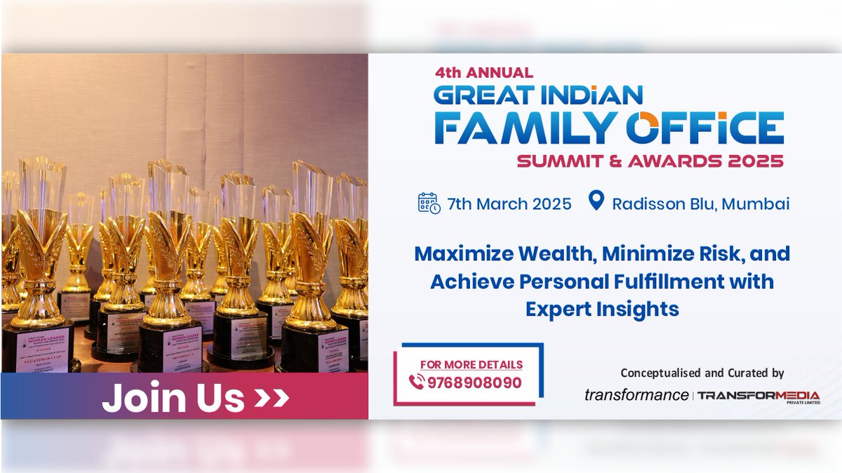 Empowering families to build lasting legacies through expert wealth management and personalized solutions

On 07th March 2025 At Radisson Blu Mumbai International Airport

Register:- lnkd.in/d3XAVxG7

#FamilyOffice #WealthManagement #PrivateWealth #InvestmentStrategies