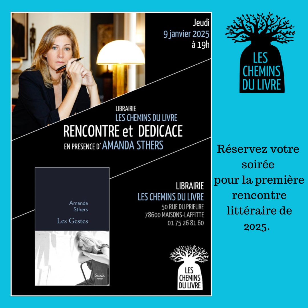 CheminsduLivre's tweet photo. RENCONTRE avec @AmandaSthers
le jeudi 9 janvier 2025 à 19h - sur réservation 

Notre première invitée de l’année Amanda Sthers vient présenter et dédicacer son nouveau roman « Les Gestes » paru aux @EditionsStock, inaugurant ainsi sa tournée en librairie. https://t.co/PwcaZiMBjo