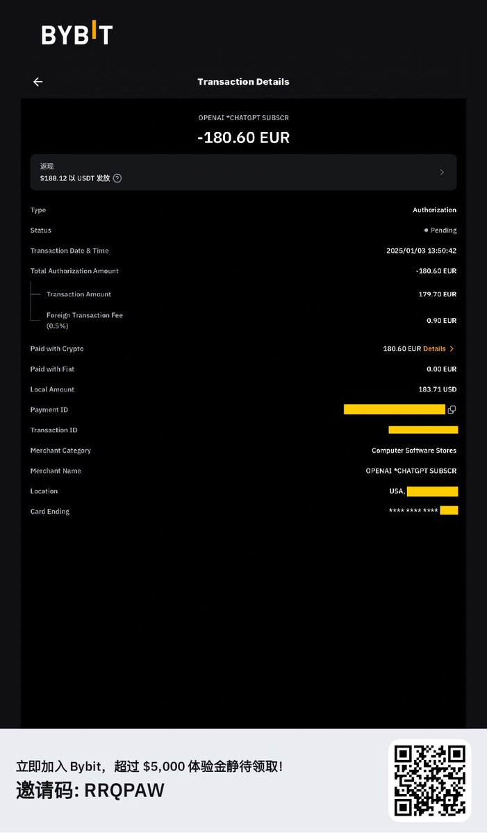 U卡#ChatGPTPro 💳 如何零元购ChatGPT Pro 200美元/月🔗 https://t.co/hzPaOx2eQh 前面已经写过：  1. 中国用户如何注册Bybit Card https://t.co/wHNSjeNmKi 2. Bybit Card 支付ChatGPT 等服务