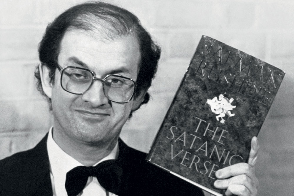 Openthemag's tweet photo. The Return of a Book: Is there a risk of #TheSatanicVerses being banned again?, writes @MakrandParanspe https://t.co/7ZGCoG2xYH https://t.co/QCdT7p865Y