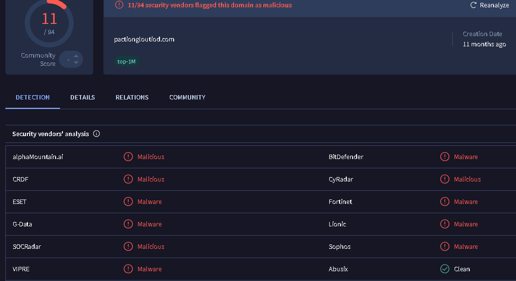 d1savow3d's tweet image. pactiongloutiod[.]com #fakescanner #fakeav
@Namecheap please suspend