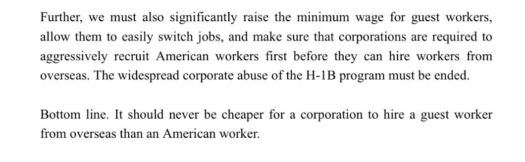 Stu_B22's tweet photo. @MaxGhenis Immigration is good but H1-B currently serves the billionaires as Bernie says.  There's no compelling reason we should keep H1-B in its current form while trashing all other immigration.  Bernie's stance is pro-worker, anti-billionaire, and that is a good combination. https://t.co/uY674j1ccr