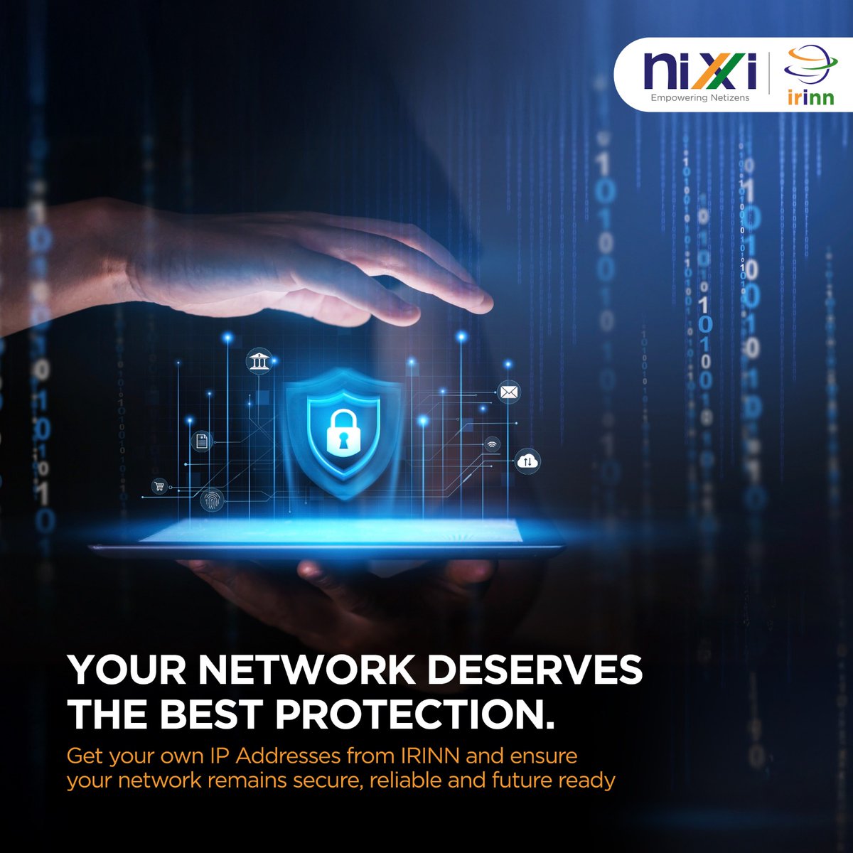 inregistry's tweet image. IRINN offers IP addresses with enhanced security and improved efficiency. Get your own IP pool now, visit irinn.in.
@GoI_MeitY @_DigitalIndia @NeGD_GoI @PIB_India 
#IPv6 #IPv4 #InternetProtocol #IRINN #Connectivity #Efficiency #Security #NIXI