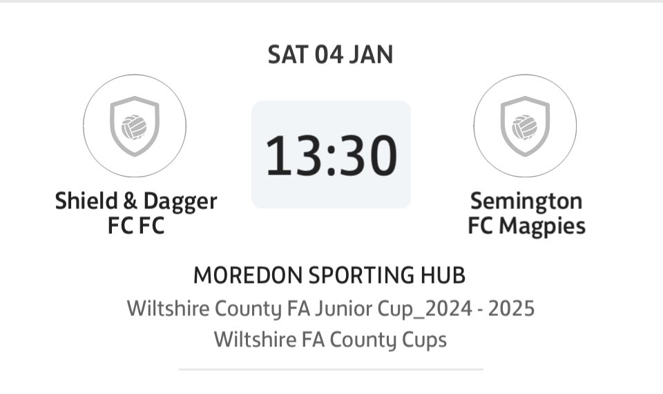 It’s finally happening. Wilts Junior Cup for the Magpies this Saturday.