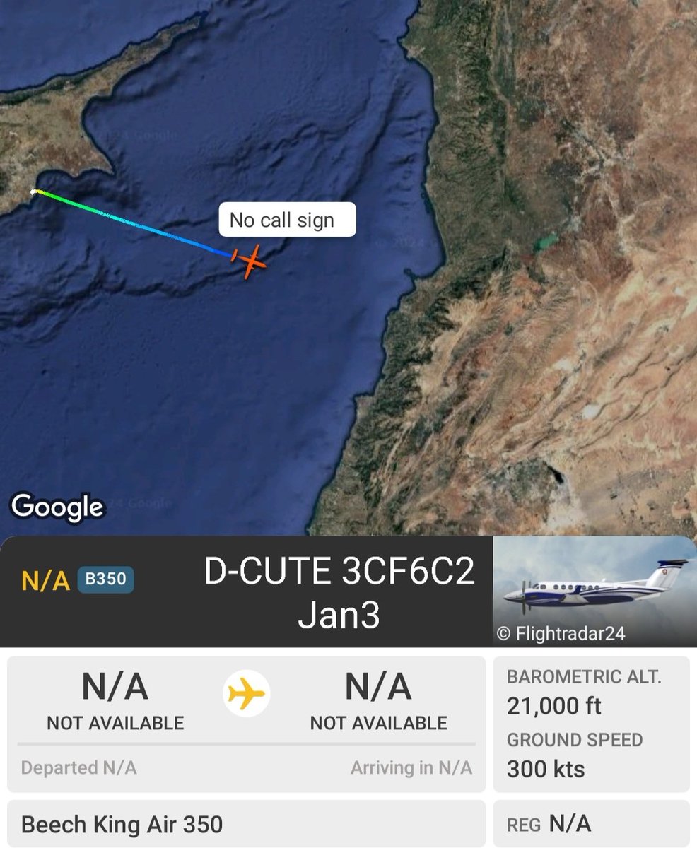 LebanonJets's tweet photo. #Syria: 2nd ISR day or will it land in #Damascus? #DCUTE Atlas Air Service after a #Germany AirForce A319 with diplomats arrived into #Larnaca last night expected to visit the Syrian capital today
ID hidden livetrack: https://t.co/D6oNw4PGTU
hex #3CF6C2 https://t.co/MlvFNKf57H