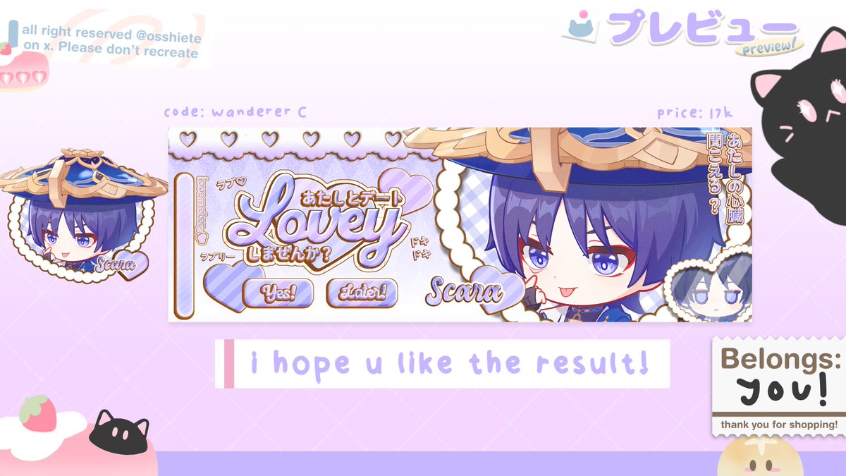 diluci's tweet image. hii! help repost please, thank you! ˚˖𓍢ִ໋🦢˚   

 zen ada 4 layout wanderer birthday impact! bisa di jemput sekarang juga by DM! kode dan price tertera di pict yaaa. mari dijemput! :3 #zonauang #zonajajan