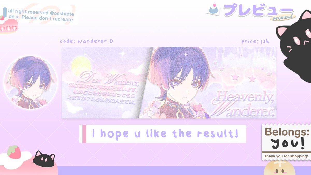 diluci's tweet image. hii! help repost please, thank you! ˚˖𓍢ִ໋🦢˚   

 zen ada 4 layout wanderer birthday impact! bisa di jemput sekarang juga by DM! kode dan price tertera di pict yaaa. mari dijemput! :3 #zonauang #zonajajan