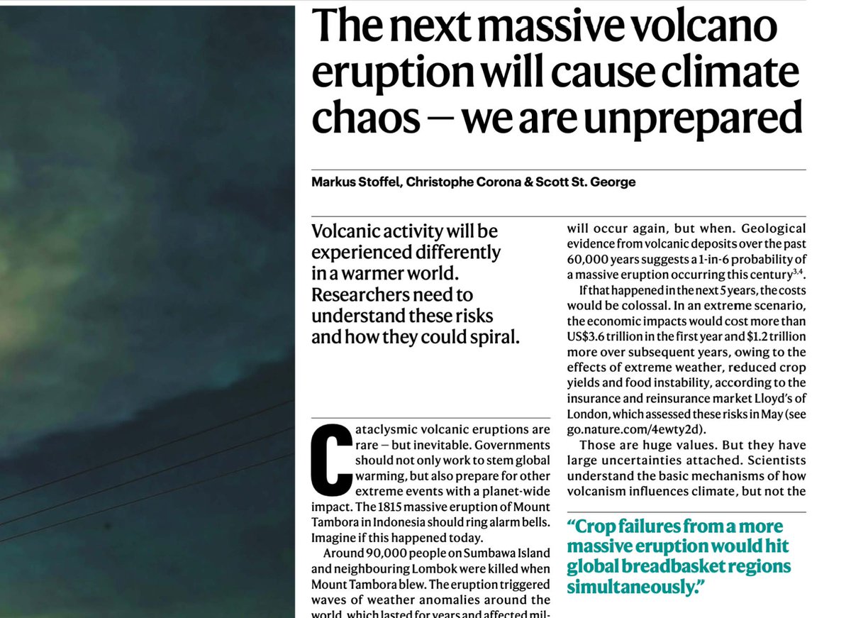 kallinikos1980's tweet image. Artikel terbaru di jurnal Nature memberi tahu kita agar mempersiapkan diri menghadapi momen yang pasti ketika letusan seperti Tambora akan terjadi lagi. Iklim hangat yang baru akan memperbesar konsekuensinya. Dunia belum siap.
#eruption #volcanology #tambora