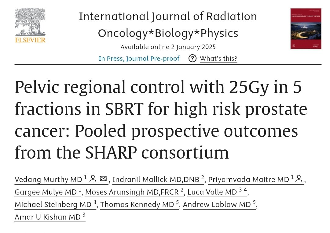 With the new year, comes new insight. 
Is 25Gy/5# enough for prophylactic nodal RT in high-risk #ProstateCancer? Borrowed from rectal cancer protocols, it has never been validated for prostate SBRT—until now. The SHARP consortium offers insights. 
<a href="/IJROBP/">IJROBP - The Red Journal</a>
kwnsfk27.r.eu-west-1.awstrack.me/L0/https:%2F%2…