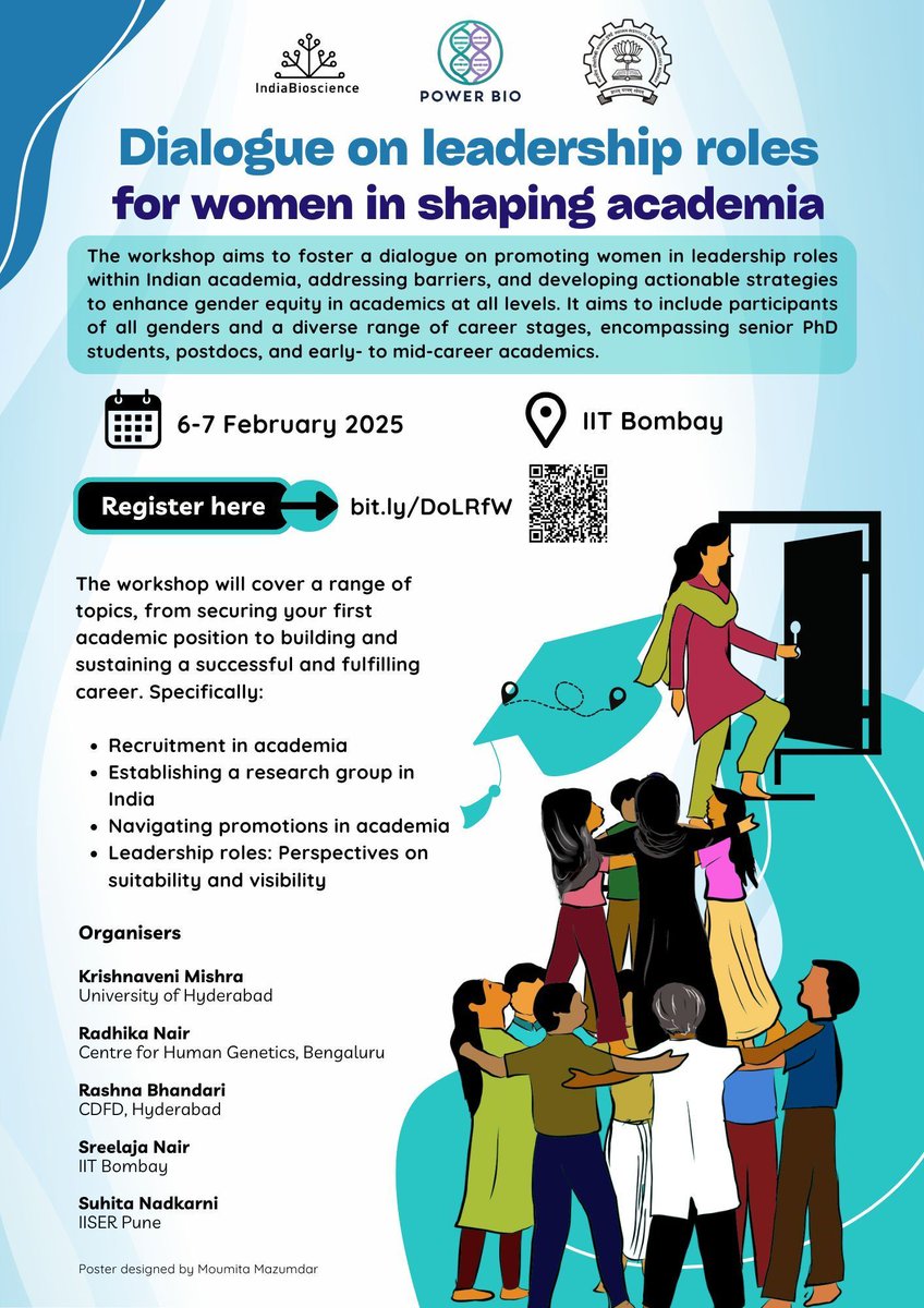 IndiaBioscience's tweet photo. ⏳Reminder alert! 
Join the "Dialogue on leadership roles for women in shaping academia" for discussions and strategies to enhance gender equity in Indian academia. 
📅 6-7 February 2025
📍 @iitbombay 
🔗 Register now: https://t.co/NyF746vXzY
More details: https://t.co/HyM4kAe6tB https://t.co/mcRcuVsKYc
