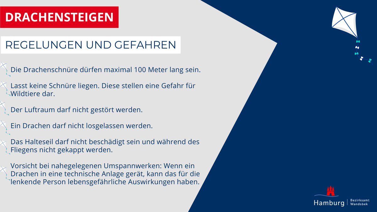 Insbesondere in der stürmischen Jahreszeit macht das #Drachensteigen besonders viel Spaß 🪁. Hierbei müssen jedoch ein paar #Regelungen beachtet werden, damit niemand gefährdet wird 👍. Weitere Infos 🔗: t1p.de/zjnln.