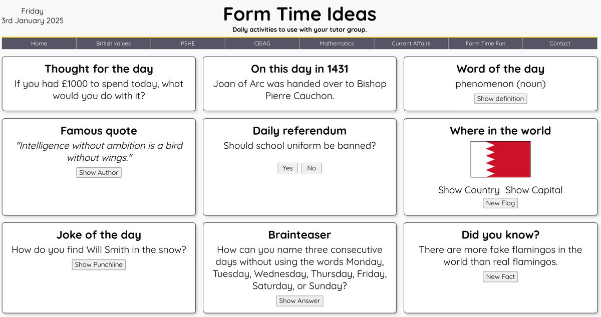 Happy New Year! Simple to use, one-click activities to use with your form next week.

formtimeideas.com