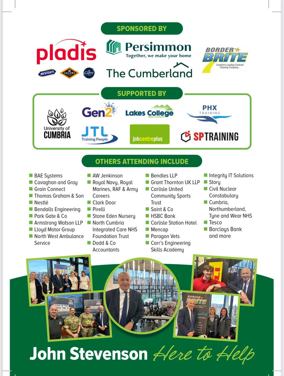 Happy New Year - Happy new opportunity! 
A date for your new 2025 diary. 
Takes place this month on Thursday 23rd January, 2-6.30pm <a href="/CarlisleCollege/">Carlisle College</a> with now over 80 businesses attending. 
Everyone is very welcome.