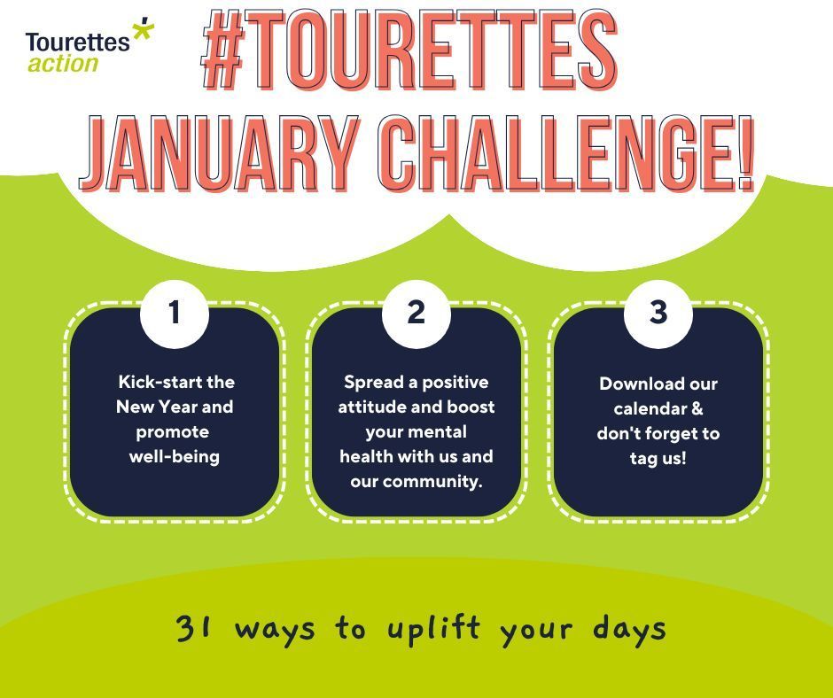 🌟 Kick-start 2025 with our January Challenge! 🌟

Complete daily wellbeing &amp; fitness tasks for 31 days to boost your mental health &amp; spread kindness!

Make your pledge &amp; join now! buff.ly/3P0sbhe  #Tourettes