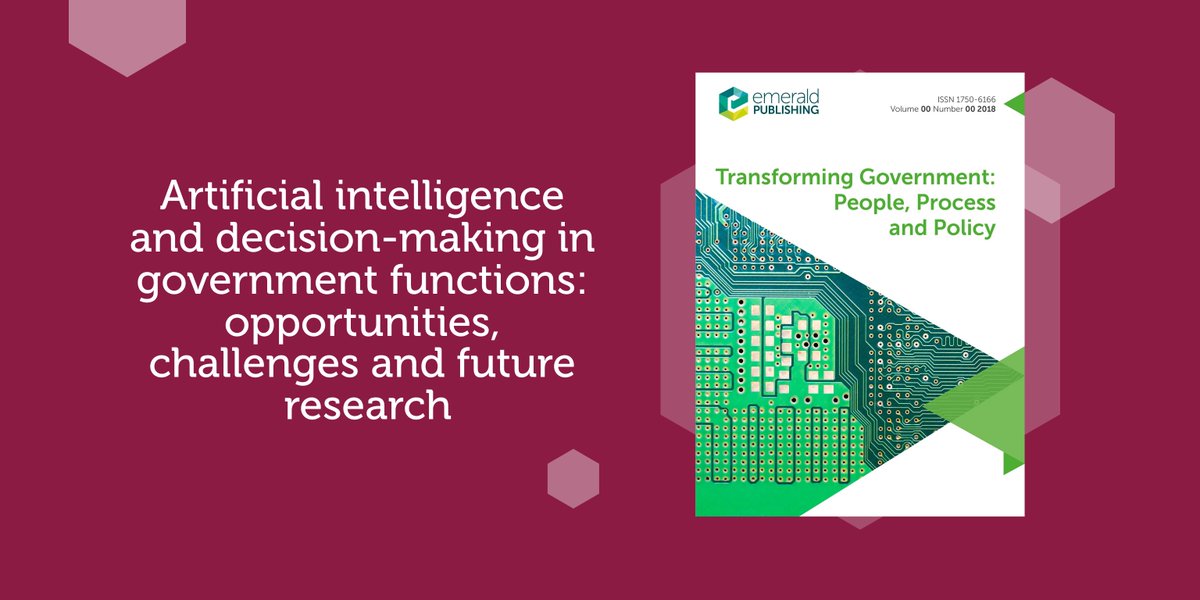 How can #artificialintelligence shape decision-making in #government? This article in Transforming Government: People, Process and Policy explores the opportunities, challenges, and future research needed for #AI in #publicsector functions. Read more here: bit.ly/4fuwEU4