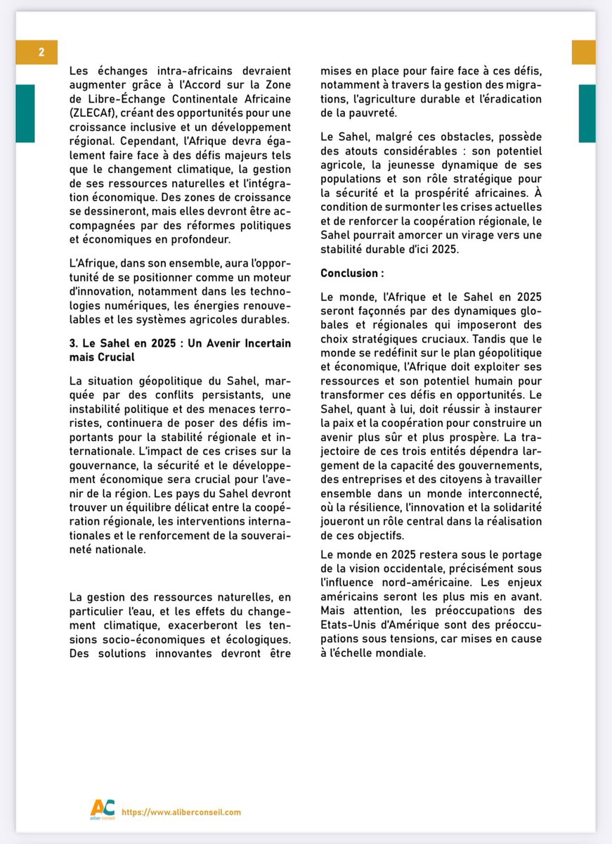 AliberConseil's tweet photo. Le rapport prospectif ALIBER CONSEIL « LE MONDE EN 2025, Synthèse prospective et analyse du cabinet » est disponible dès aujourd’hui. 

#LEMONDE #LAFRIQUE #LESAHEL

Disponible par voie électronique sous conditions. 
Souscription et information par mail : contact@aliberconseil.com https://t.co/FXc2pbvfrE