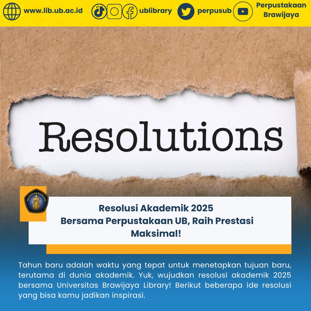 perpusub's tweet photo. ✨ Tahun baru adalah waktu yang tepat untuk menetapkan tujuan baru, terutama di dunia akademik. Yuk, wujudkan resolusi akademik 2025 bersama Universitas Brawijaya Library! Berikut beberapa ide resolusi yang bisa kamu jadikan inspirasi:
#ResolusiAkademik2025
#PerpustakaanUB https://t.co/QEjcSaB7ed