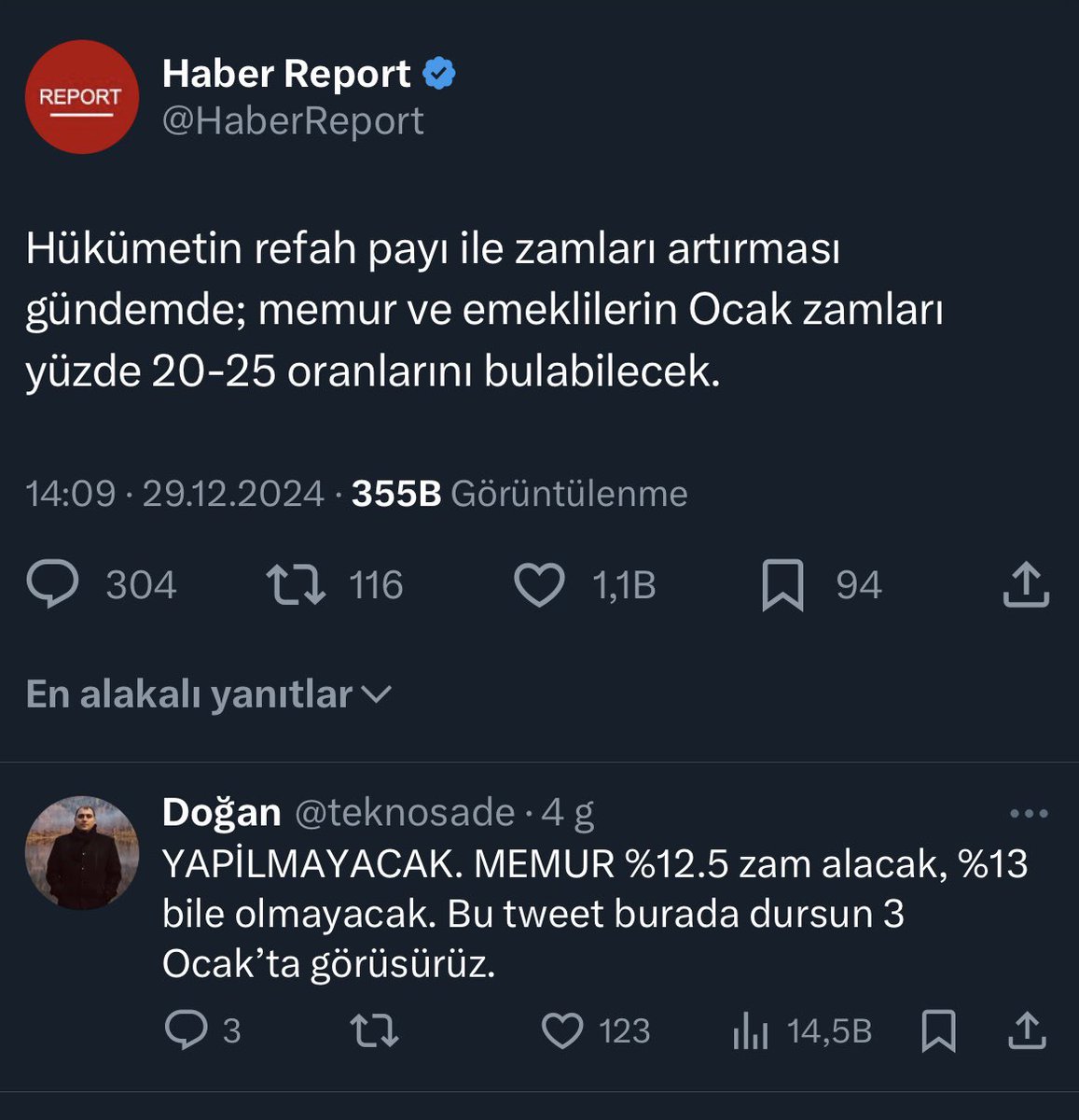 %13 bile olmayacak demiştim. %11.54 oldu