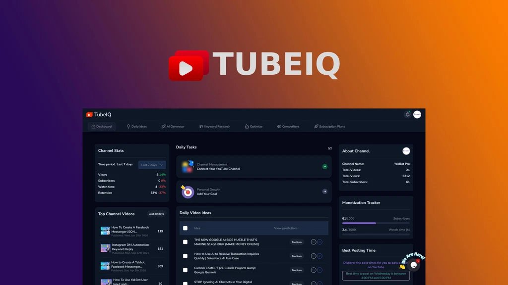 PANIhq's tweet image. TubeIQ is a YouTube growth suite that helps creators get more views with valuable insights and AI-powered content generation.
👉 Check out TubeIQ now: l.groww.one/as-tubeiq