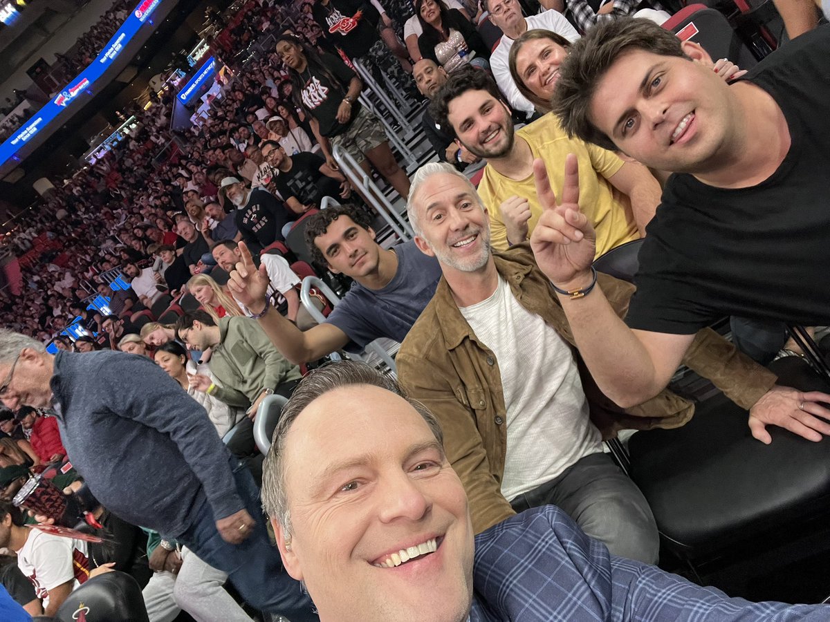 Not quite the same weather in Indy as Miami, but loved seeing so many <a href="/Pacers/">Indiana Pacers</a> fans including <a href="/drewdittoe/">Drew Dittoe</a> (yellow shirt) who yelled my name and “go Pacers” every time I walked by. Even the Heat fans in front of him appreciated his fandom and support.