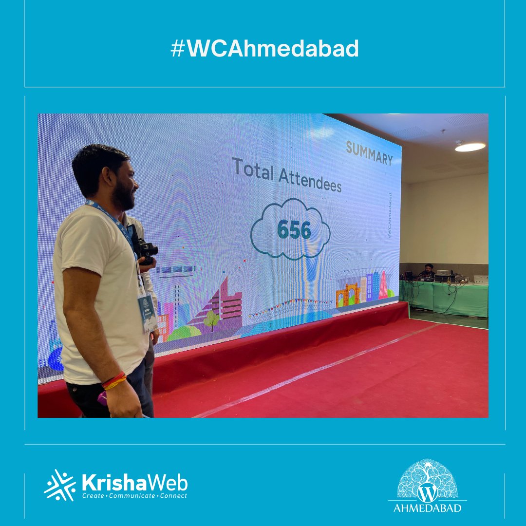 KrishaWeb's tweet image. Contributor Day at #WordCampAhmedabad is going strong! 🚀 The expectation was 300, and 656 contributors have joined in to connect, contribute, and shape the future of #WordPress. 

Stay with us for more updates! 

 #KrishaWeb #TechCommunity