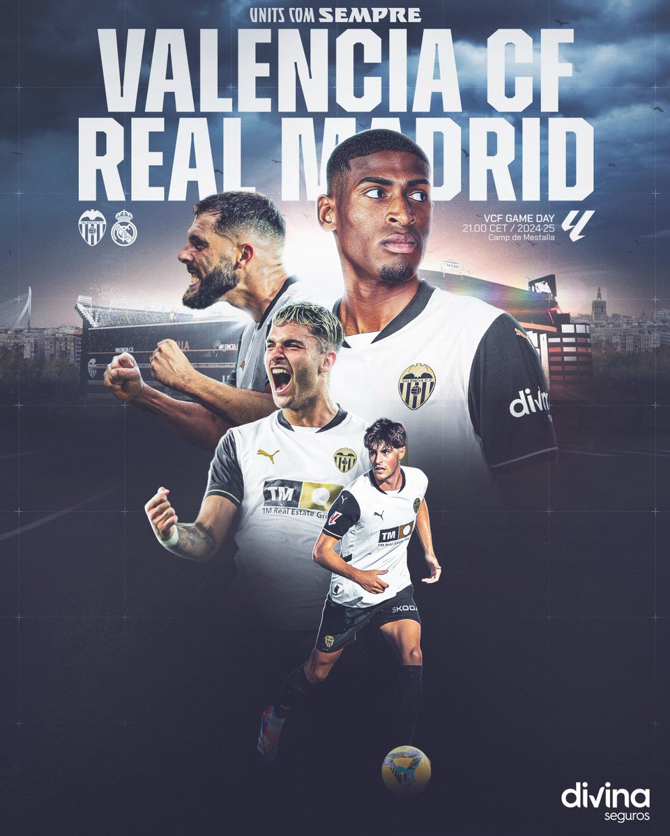 ⚽️ DÍA DE PARTIDO ⚽️

🆚 <a href="/realmadrid/">Real Madrid C.F.</a> 
🏟️ Camp de #Mestalla
⏰ 21:00 horas
💻 valenciacf.com/vcf-media-radio
📻 92.6 FM (Valencia)
📝 Previa: valenciacf.com/previa-valenci…

#ValenciaRealMadrid
#ADNVCF