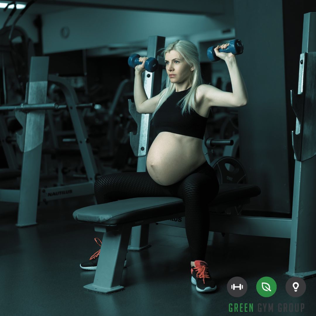 Late pregnancy workouts = strength for two! 💪 Stick to moves like seated presses, rows &amp; squats w/ light weights + controlled movements. Listen to your body, Brighton mums—you’re incredible! 🌱 #GreenGymGroup #PrenatalFitness #BrightonMums