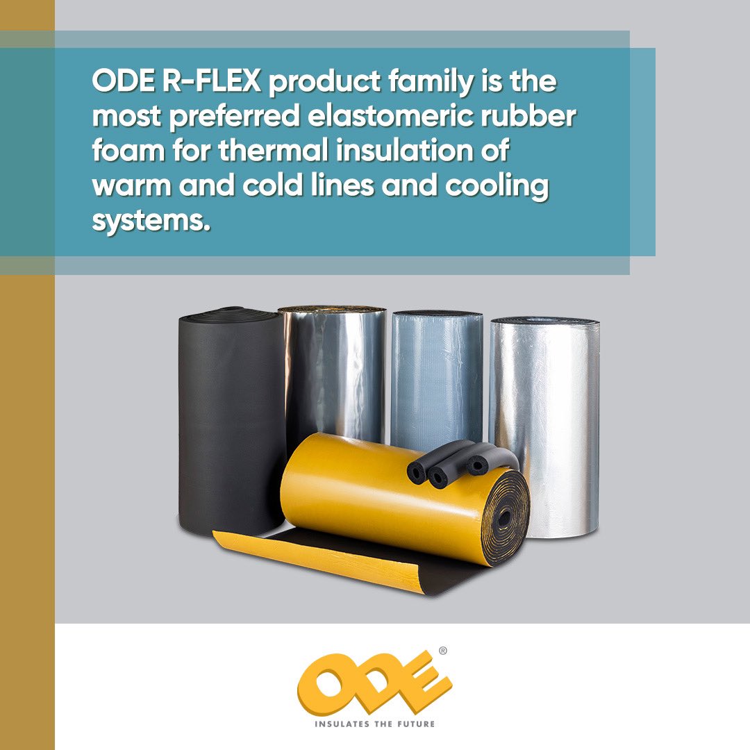 odeinsulation's tweet image. ODE Insulation’s R-FLEX elastomeric rubber foam offers excellent performance in cooling installations and saves energy. 

Reliable insulation solution is always the right choice!

#ODEInsulation #TechnicalInsulation #BuildingInsulation #Insulation #InsulationTechnologies
