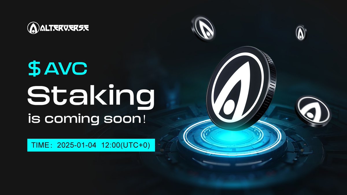 Get ready to stake your $AVC, it’s launching at 12:00 UTC on the 4th! 🎉 

Earn rewards and support the AlterVerse ecosystem in the process.