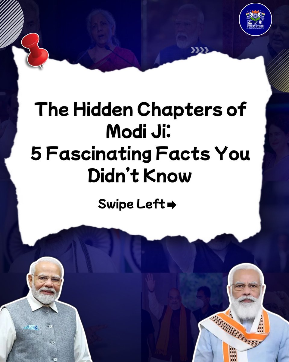 Voters_vision's tweet photo. "Unveiling the lesser-known side of Narendra Modi: Inspiring facts about the man behind the vision for a new India. 🇮🇳✨ #ModiFacts #LeadershipUnveiled"
#votersvision #IndianPolitics #PMModi #modifact #Leadership #LeadershipDevelopment https://t.co/zl2gQa1d2I