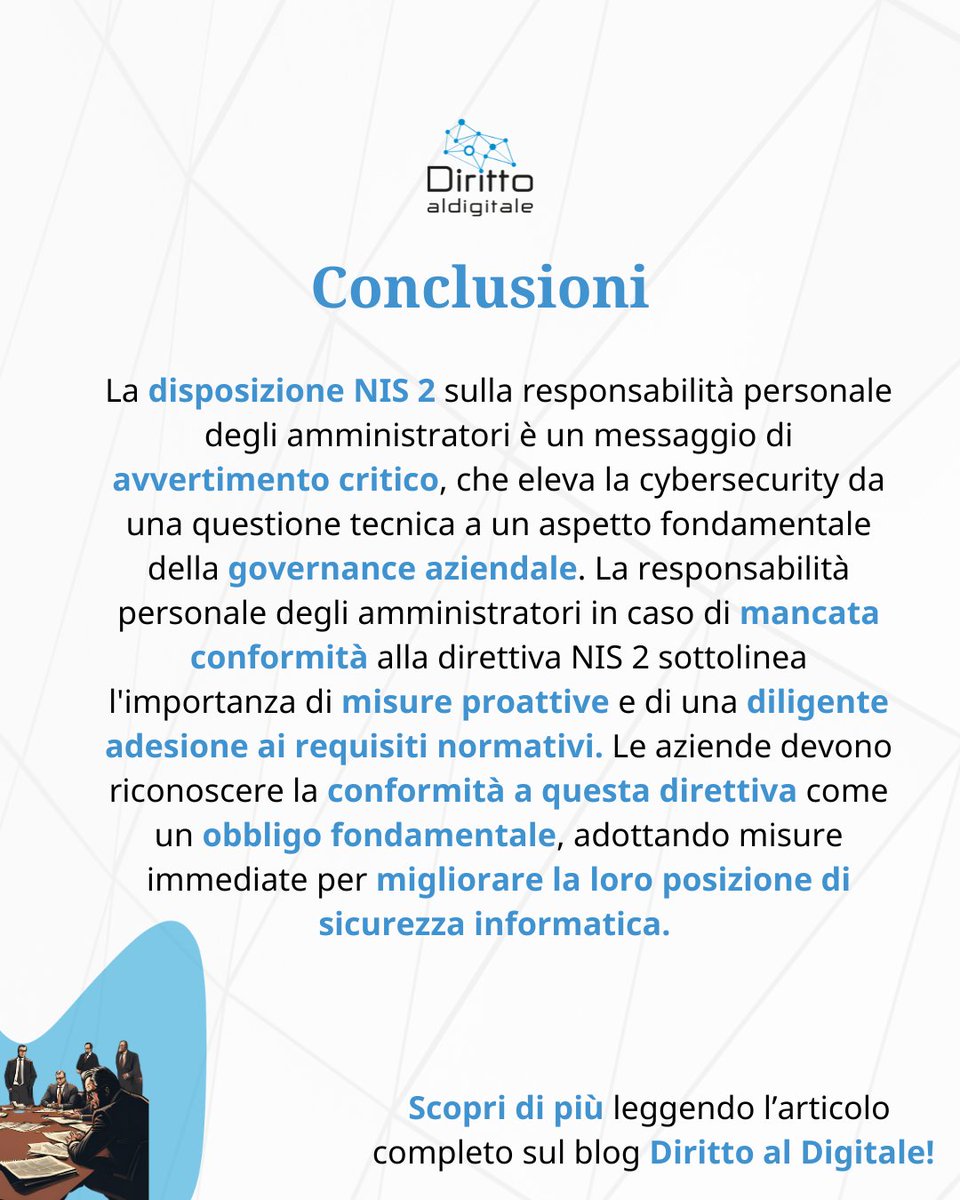 dirittodigitale's tweet image. 📑 NIS 2: la responsabilità personale degli amministratori per mancanza di conformità è un messaggio di avvertimento

📌 Ne ha discusso Giulio Coraggio di DLA Piper nell&apos;articolo pubblicato su Diritto al Digitale

#amministratori #NIS2 #conformità #dlapiper #proudtobedlapiper