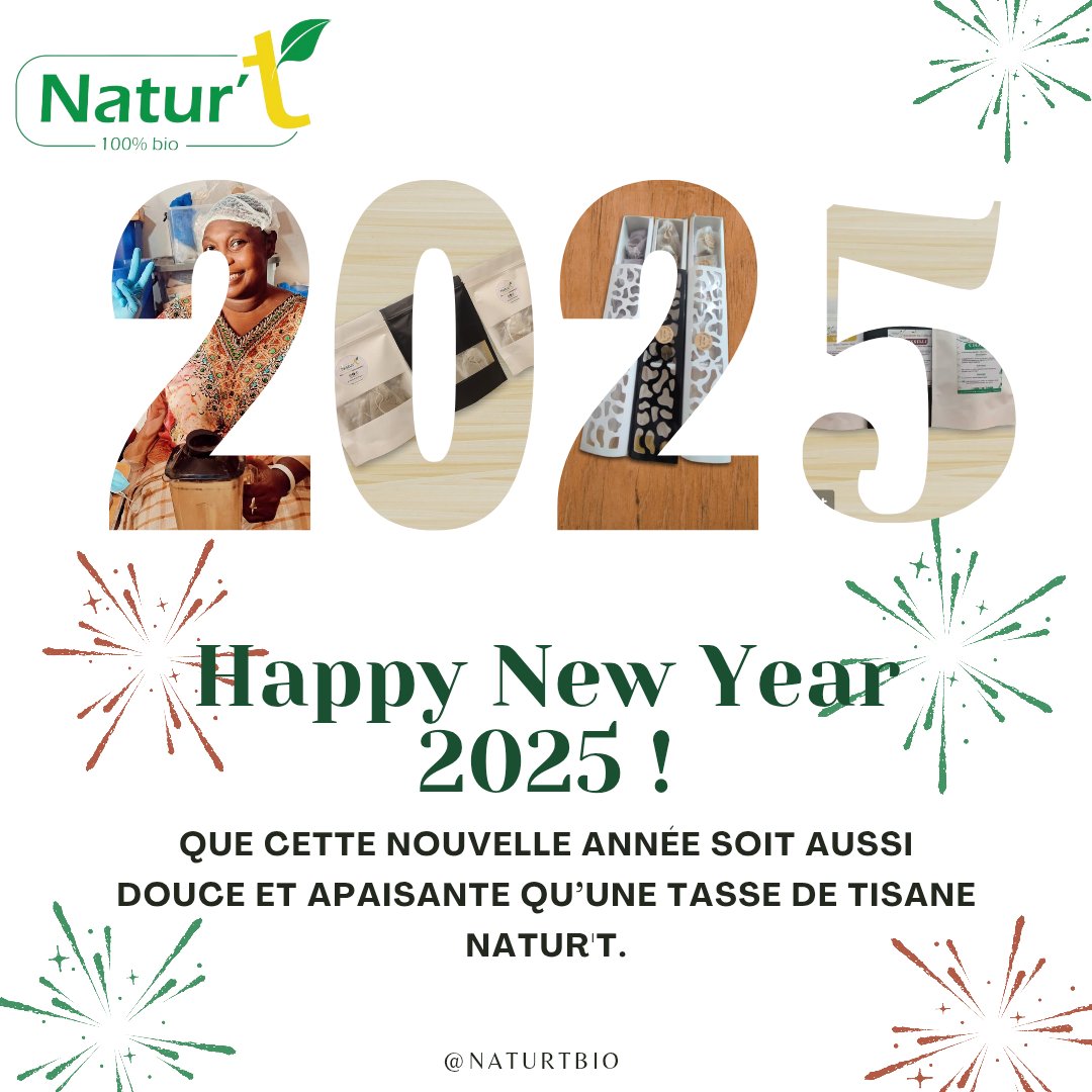 Que cette nouvelle année soit aussi douce et apaisante qu'une tasse de tisane *Natur'T*
Très bonne année 2025 à tous 🥳❤️✨
#fatimblog #HappyNewYear2025 #tisanelocale #bienetre
#madeincotedivoire