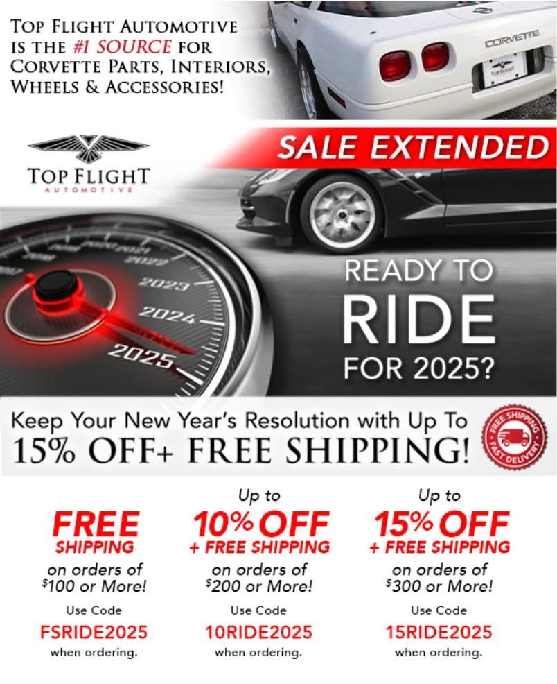 TopFlightAuto1's tweet image. Save Up to 15% OFF+ FREE Shipping 🎇 Ready to Ride For 2025? Topflightautomotive.com/specials/ has an industry-leading inventory of Parts, Interiors, Wheels &amp;amp; Accessories &amp;amp; more! Offer expires 1/9/25. #Corvette #Mustang #CorvetteParts #MustangParts #Mopar #MoparParts #Camaro