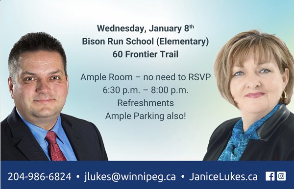 INVITATION: Budget 2025. Town Hall Discussion. 
Wed January 8 -  6:30pm-8:00pm   Please join us for an update on State of the City &amp; budget details. 

janicelukes.ca/blog/budget-20…