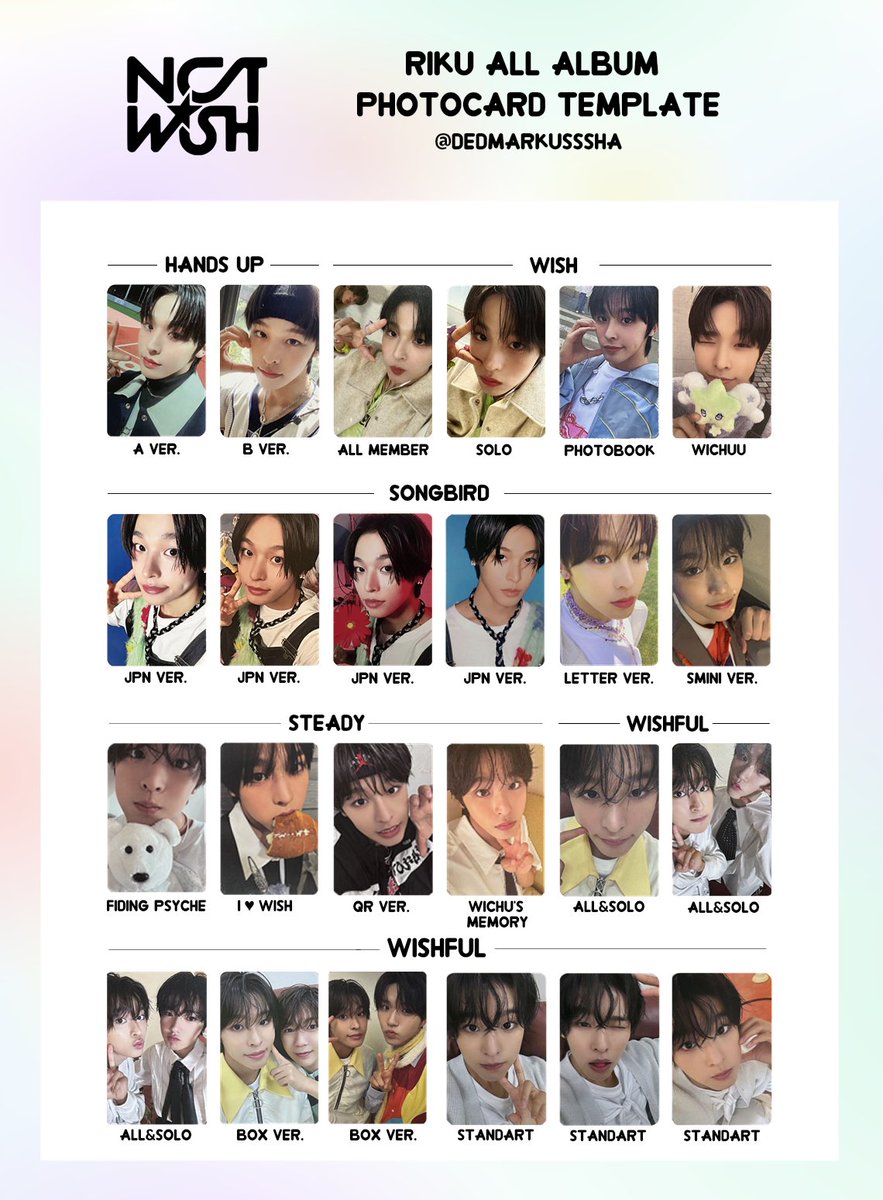 ユウシ hands up トレカ NCT WISH💫 Sion, Riku, Yushi ALL ALBUM PHOTOCARD TEMPLATE 엔시티