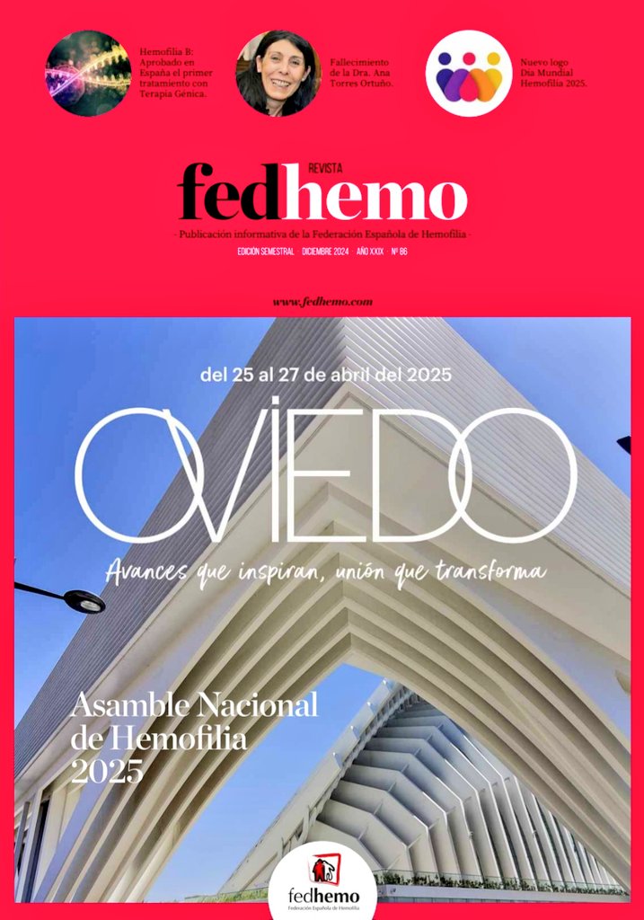 Juan Terrados Madrazo (@juanterra2) on Twitter photo Atención a vuestros buzones, ya está en camino la revista <a href="/fedhemo/">FEDHEMO - Hemofilia</a> n° 86, con las principales noticias sobre #hemofilia y otras #coagulopatías y las actividades de <a href="/fedhemo/">FEDHEMO - Hemofilia</a>, de sus asociaciones y de la <a href="/RFVE_hemofilia/">Real Fundación Victoria Eugenia</a>
Feliz Año 2025. Atención a vuestros buzones, ya está en camino la revista <a href="/fedhemo/">FEDHEMO - Hemofilia</a> n° 86, con las principales noticias sobre #hemofilia y otras #coagulopatías y las actividades de <a href="/fedhemo/">FEDHEMO - Hemofilia</a>, de sus asociaciones y de la <a href="/RFVE_hemofilia/">Real Fundación Victoria Eugenia</a>
Feliz Año 2025.