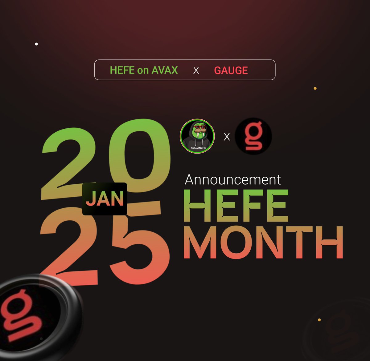 $$$ in Rewards with $GAUGE x $HEFE

 This year, when you hear GAUGE, think rewards for taking action! 🔺

We're thrilled to announce the next token for Token Month: <a href="/HefeOnAvax/">$HEFE on $AVAX🔺</a>! 

It's time for $GAUGE community to meet $HEFE a collaboration we're excited to bring to life!

Here’s