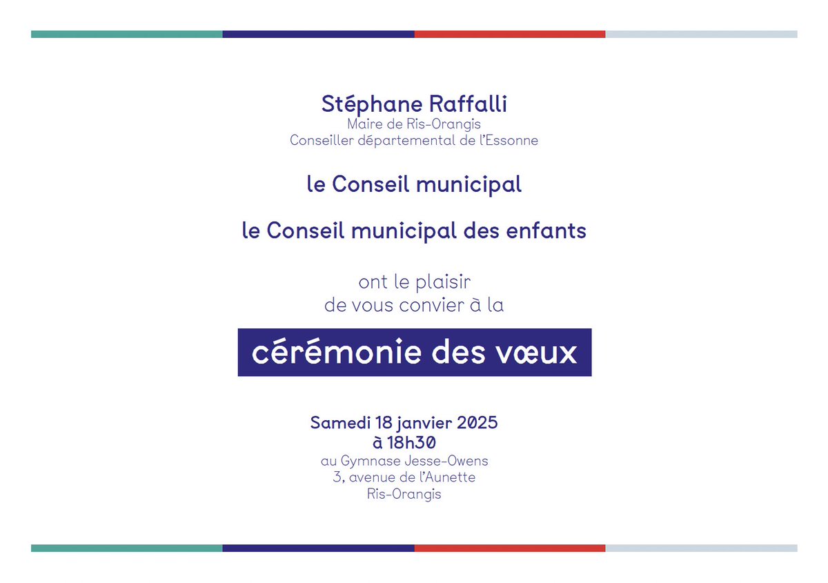 Notre Municipalité vous adresse ses meilleurs vœux pour cette nouvelle année. Que celle-ci soit remplie de santé, de joie et de bonheur partagé avec vos proches ✨

🗓️ Nous vous attendons nombreux le samedi 18 janvier à 18h30 au gymnase Jesse-Owens pour la cérémonie des vœux !