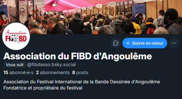 Pour suivre l'actualité de la Bande Dessinée en général et  du #FIBD2025 en particulier, l'association du Festival de l' #BD d' #Angouleme arrive sur <a href="/bluesky/">bluesky</a> 
Compte à suivre :
@fibdasso.bsky.social